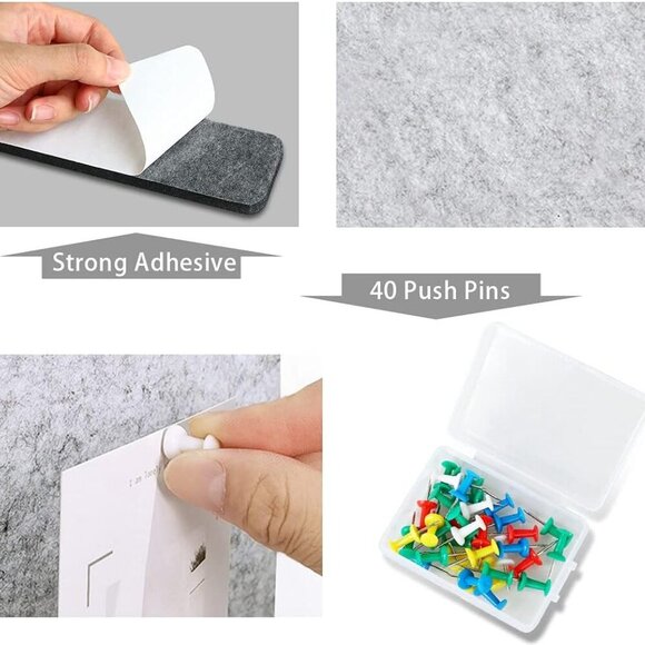 Felt Pin Board Bar 13"x2", Pack of 8 Bulletin Board Strips with 40 Push Pins, Ho - Picture 6 of 7